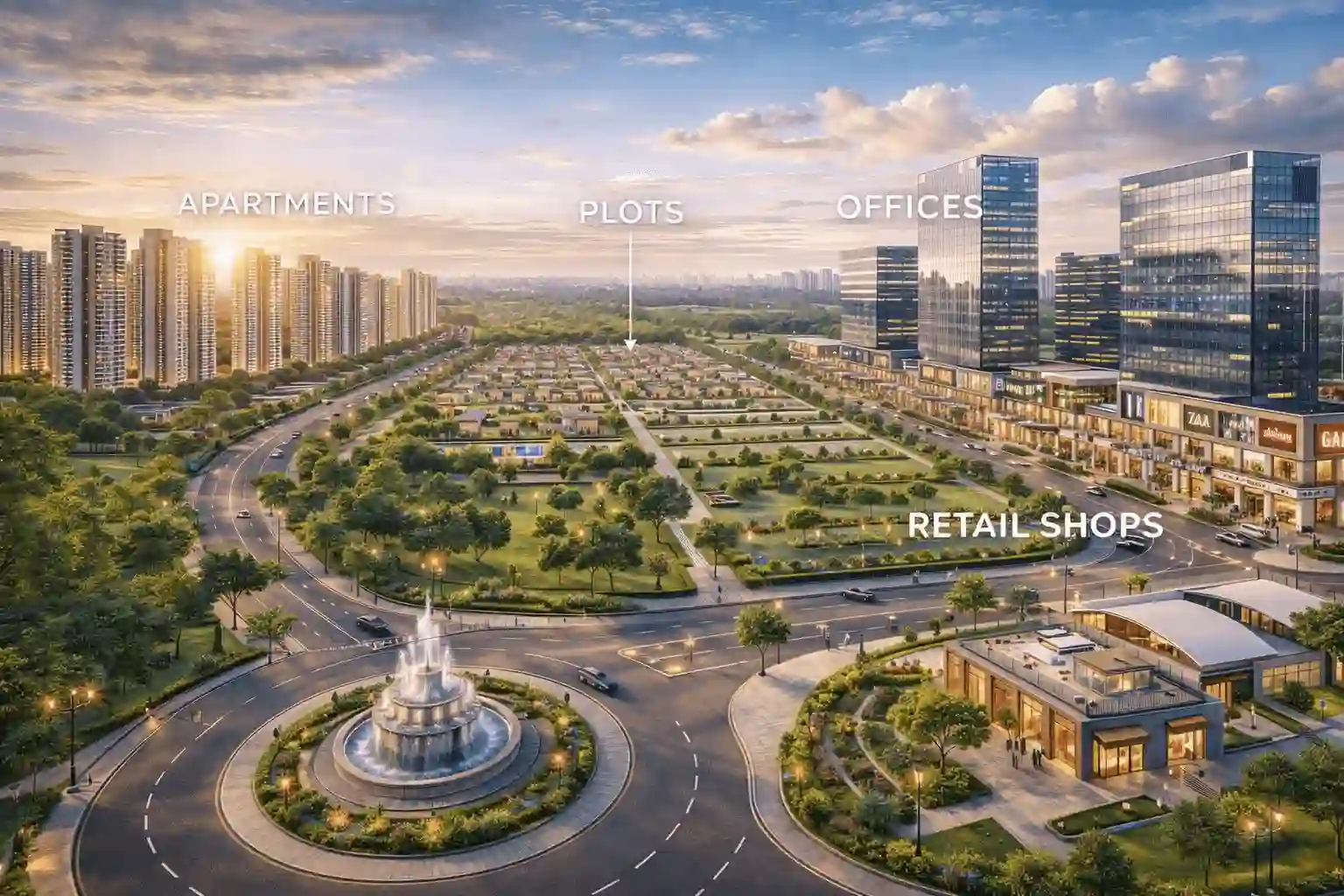 Harnandipuram Smart City Ghaziabad - Aerial view of proposed township near Hindon River